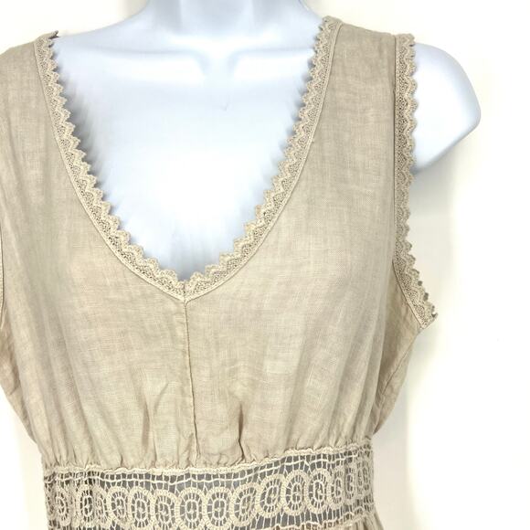 Terzo Millennio Italy 100% Linen Maxi Dress Size Medium Sleeveless - Picture 3 of 12